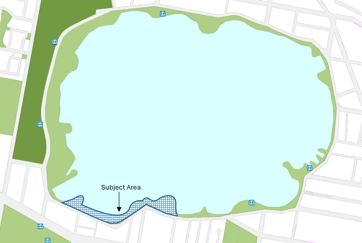 Subject area is between the Rowing course start line and the yacht club