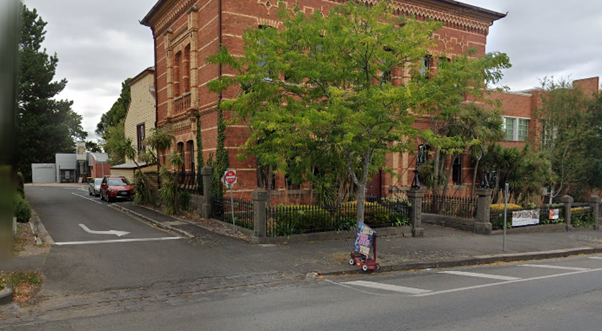 Street view of Barkly Square showing the end of the unnammed lane proposed to be named Colquhoun Lane.